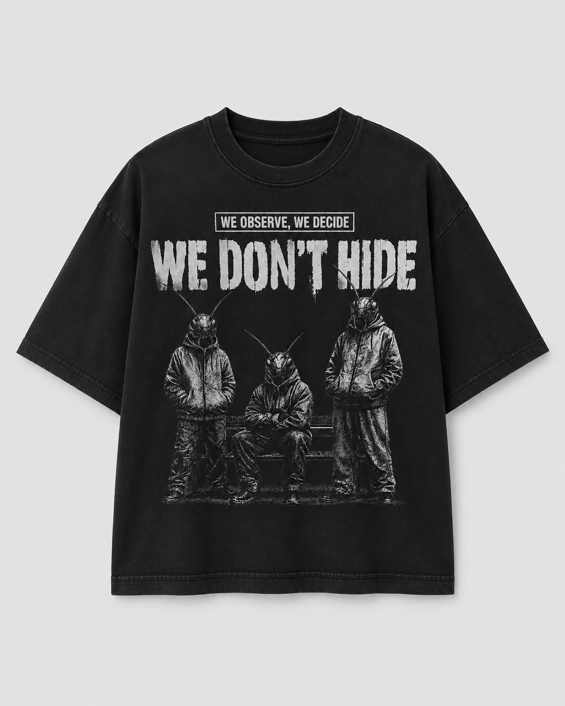 CJP We Don’t Hide Cockroach Janta Party T-Shirt — Black Oversized Tee
