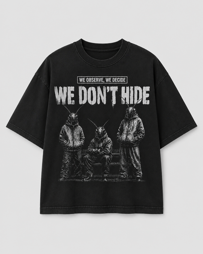 CJP We Don’t Hide Cockroach Janta Party T-Shirt — Black Oversized Tee