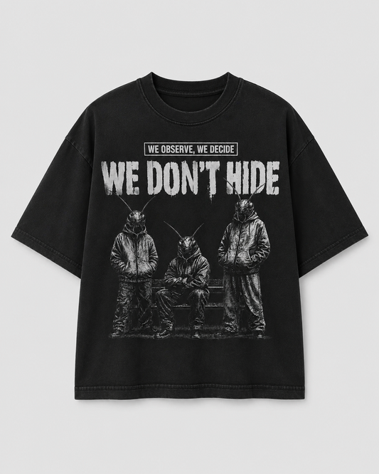 CJP We Don’t Hide Cockroach Janta Party T-Shirt — Black Oversized Tee