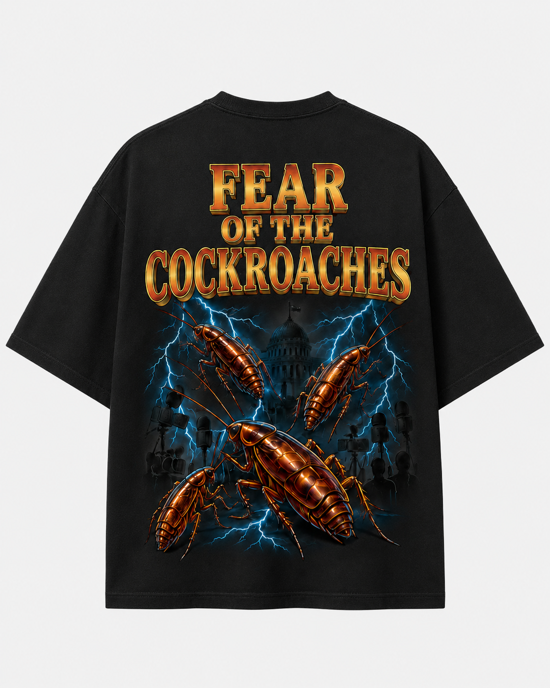 CJP Fear of the Cockroaches T-Shirt — Cockroach Janta Party Black Tee